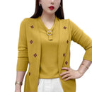 Blusinha Cardigan Cecile com Efeito Sobreposto e Aplique Floral / Elegância Francesa para Mulheres de Bom Gosto!