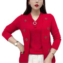 Blusinha Cardigan Cecile com Efeito Sobreposto e Aplique Floral / Elegância Francesa para Mulheres de Bom Gosto!