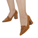 Scarpin Feminino Salto Alto Grosso Bico Fino Confortável 3041