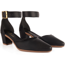 Sapato Feminino Salto Bloco Médio Bico Fino Preto com Fivela Elegante Confortável