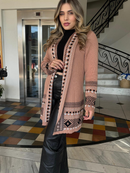 Cardigan Kimono Tricot Feminino Quadriculado Casaco Teddy Manga Longa Aberto Elegante WM Malhas